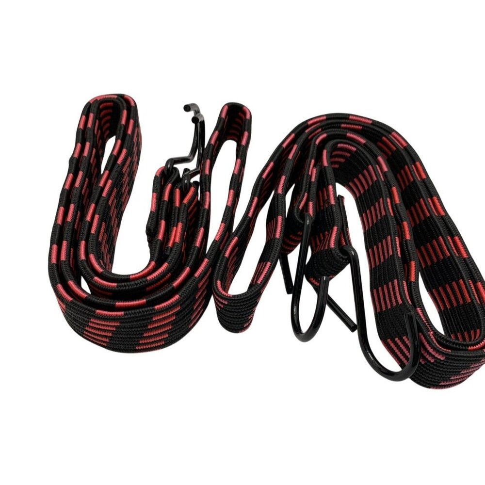 Bungee Cord 2PK Heavy Duty Black & Red With Metal Hooks Multipurpose Strap